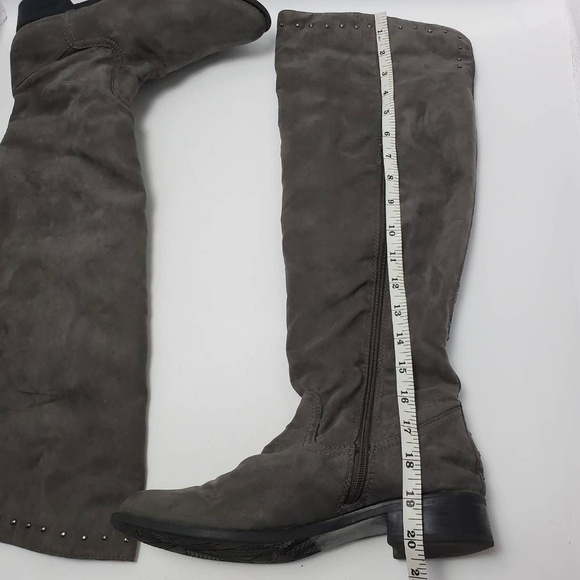 Lime Light Joaquin Faux Suede Studded Knee High Tall Gray Riding Boots Size 9 - Picture 4 of 12